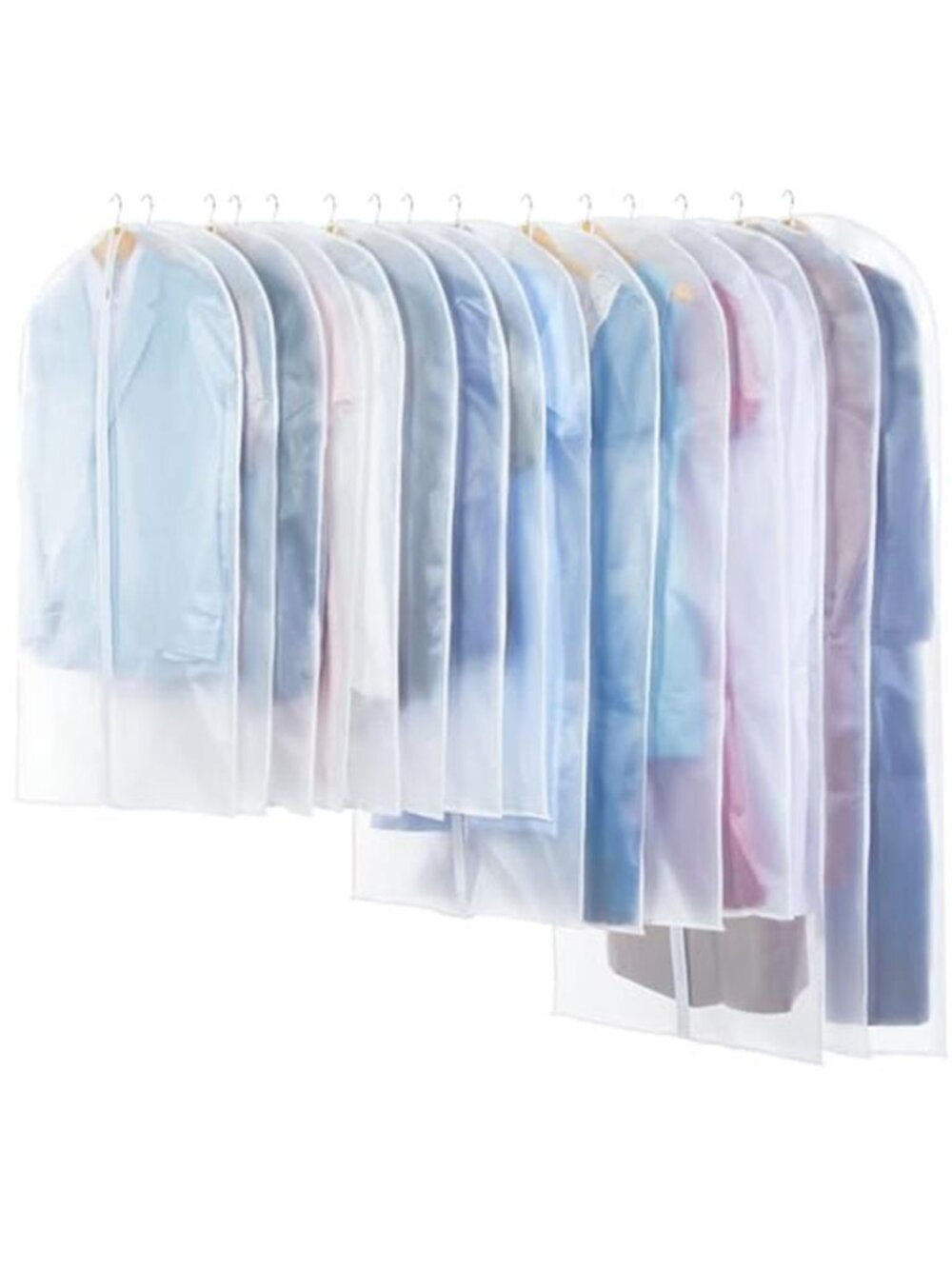 Clear Garment Bags Set 15 Pack Clothes Storage Suit Dress Travel Hanging Covers